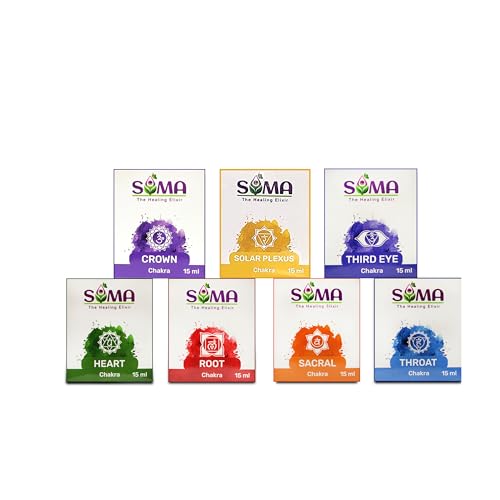 Image of Seven Chakra Oil Combo of Set 7 | Blends of Pure Essentials Oils Ideal for Calming Effects, | 15 ml | Aroma Oil & Seven Chakra Oils | Best for Aromatherapy & Meditation | Pack of 7