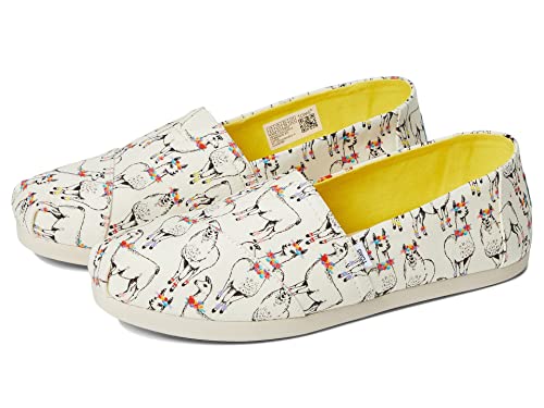 Image of TOMS Women's Alpargata 3.0 Espadrille, Ivory Floral Llamas Print,9