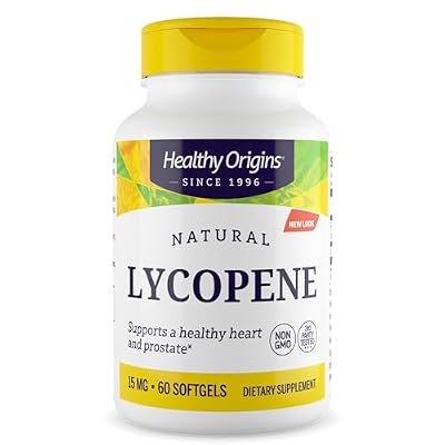 Healthy Origins Lycopene 15 mg, 60 Softgels - Natural Tomato Derived Antioxidant Supplement - Supports Prostate Health, Cardiovascular Function & Skin Cellular Support