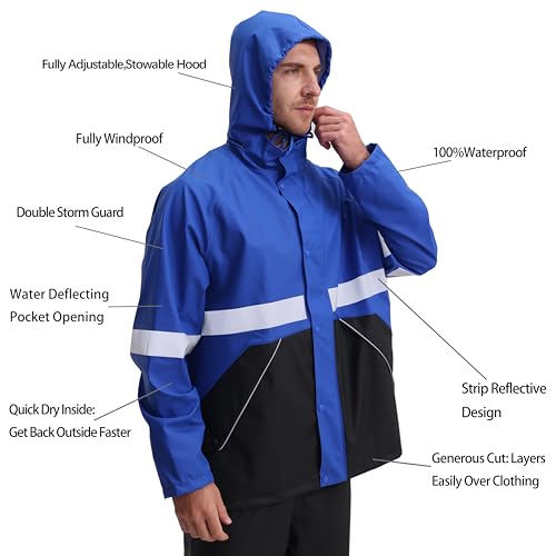 Rain Suit for Men Heavy Duty Workwear Waterproof Jacket with Pants 3 Pieces3