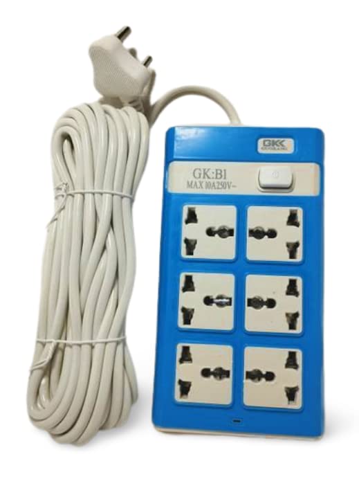 KESARIYA 6 Socket Switch Board Extension Cord with 10m Long Wire (Pack