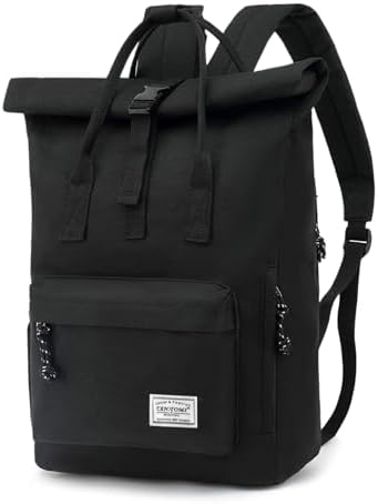 TANTOMI Laptop Rucksack, Rucksack Laptop Tasche 15,6 Zoll, Rucksack Damen und Herren weit öffenbar, Rolltop Rucksack wasserdicht, Backpack Daypack für Schule, Fahrradfahren, Freize