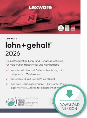 Lexware lohn+gehalt Standard 2026 (365 Tage)| Einfache Lohn- und Gehaltsabrechnungs-Software | PC Aktivierungscode per Email