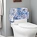 Maiyoinou Vertical Bathroom Toilet Tank Cover with Storage Bag No Tools Needed Easy Installation Toilet Tank Cover Home Bathroom Decoration, Blue Marble Butterfly
