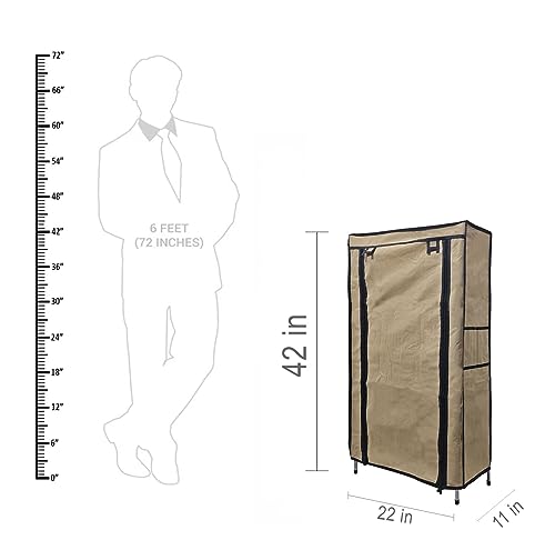 Image of Multi Utility 6 Layer Shelf Collapsible Metal Pipes with Non-Woven 100GSM Fabric Cover for Shoe /Cloth /Toy /Books Rack (Beige, Metal)