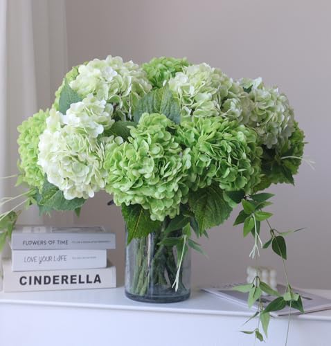 Buart 4PCS Long Stem Big Size Flowers Artificial Silk Hydrangea