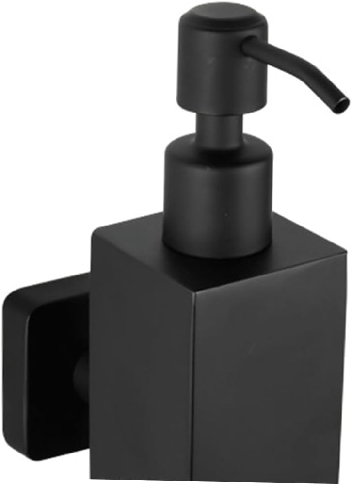 Stainless Steel Wall-Mounted Soap Dispenser Manual Lotion Pump for Bathroom and Kitchen Black Finish Easy to Refill and Use and Stable Design