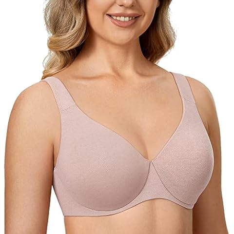 DELIMIRA Women's Plus Size Bras Minimizer Underwire Full Coverage Unlined Seamless Cup Cameo Heather 34F Cover