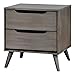 Allora 2-Drawer Mid-Century Solid Wood/Wood Veneer/MDF Nightstand in Gray
