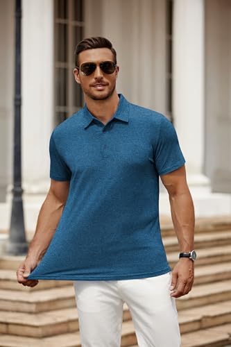 Image of COOFANDY Men's Polo Shirt Golf Quick Dry Performance Short Sleeve Moisture Wicking Athletic Polo Collared Tennis T-Shirt