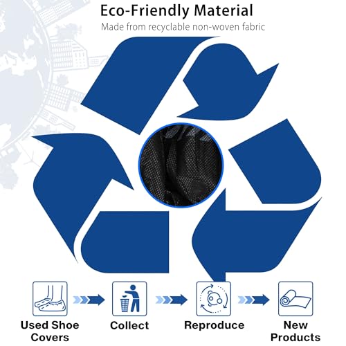 X-Large Shoe Covers Disposable [200-Pack] - Black Non-Woven Fabric Disposable Shoe Covers for Indoors, Fits Men's Size 13 | Durable, Slip-Resistant Boot Covers | Protect Floors, Shoes & Booties by Yomeie - Used condition - Image 9