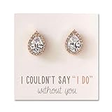 A+O Wedding Bridesmaid Jewelry Gift - Pear Teardrop Stud Clip on Earrings in Rose Gold