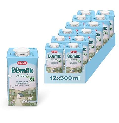 Buona BBmilk 0-12 Liquido, Latte Bio per Neonati 12x500ml, Indicato
