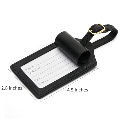 Luggage Tag PU Leather for Suitcase Baggage Handbag Travel Bag Label Suitcase Tag Label Tag w. Name Card & Privacy Cover (B)