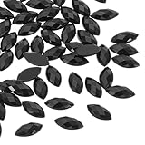 PATIKIL Marquise Gems, 300 Pcs 10x5mm Acrylic Rhinestones Flat Back Navette Horse Eye Crystal Gems for Jewelry Making DIY Craft, Black