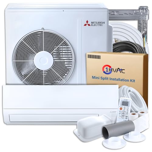 Mitsubishi 24000 BTU 20 SEER2 HX-Series Mini Split Heat Pump System with 15ft Line Set & Installation Kit - R454B Single Zone | High Efficiency Wall Mounted Ductless AC/Heating Unit