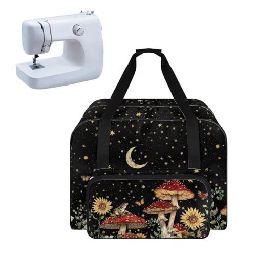 Uorisanigo Sewing Machine Carrying Case Universal Tote Bag with Handle and Front Storage Pockets Compatible with Most Standard Sewing Machine Extra Accessories Supplies Mushroom