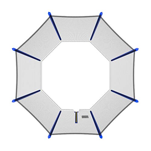 NONMON Filet de Trampoline 366 cm 8 Barres, Filet de Protection pour Trampolines Résistant aux UV, Filet de Sécurité avec Entrée Fermable - Bleu – vue 7