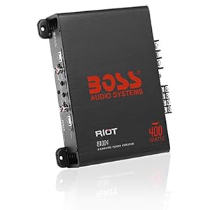 BOSS Audio Systems R1004 Riot Series 4 Channel Class A/B Car Amplifier – 400 High Output, 2-8 Ohm Stable, High/Low Level Inputs, Full Range, IC (Integrated Circuit), Hook Up to Subwoofer for Bass