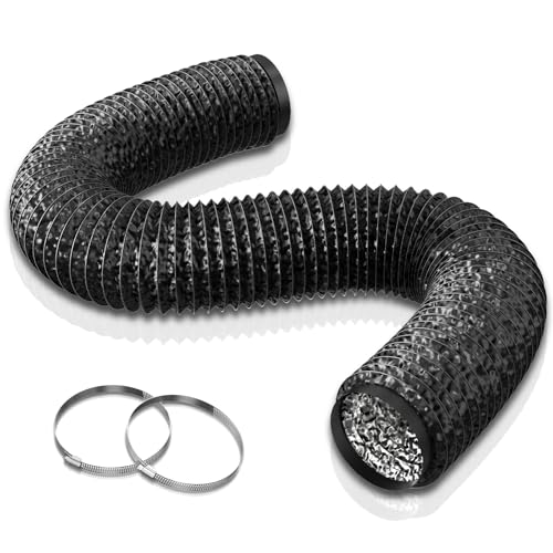 Brogachy Ø200mm Tuyau ventilation en PVC,Tuyau d'Evacuation Flexible,avec 2 Colliers de Serrage Acier Inoxydable Pour Extracteur d'Air, Climatisation,Sèche-linge.(5 mètres de longueur)