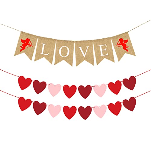 Saint-Valentin Décoration Ballons, Coeur Rouge Ballons Rouge Confetti Ballons Helium Bannière Love pour Fête de Mariage Anniversaire Déco Fiançailles Romantique Décoration de Saint Valentin (Style 5) Cover