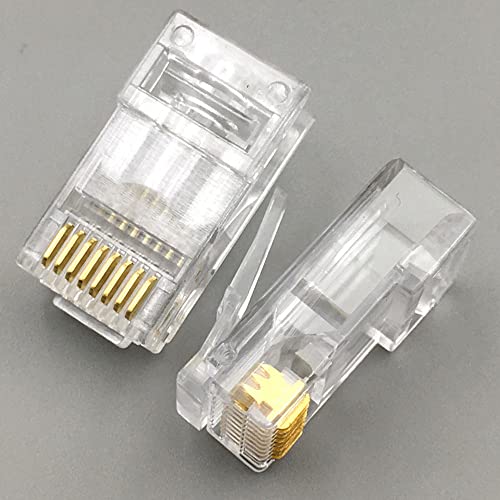 Petechtool Rj45 Cat6 Cat6A Pass Through Connectors 100-Pack For 23 Awg Cables - End Bold Ethernet 8P8C Gold Plated Modular Plug #TOP7