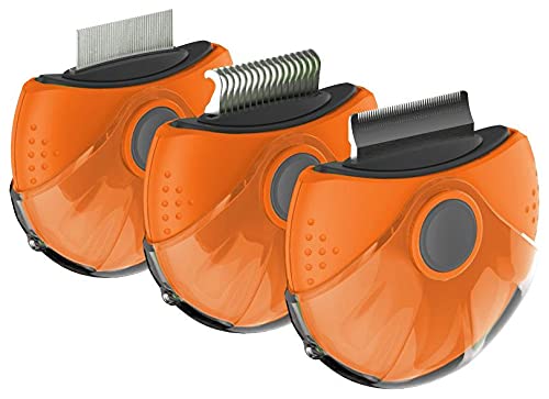 212 Main Axler Triple Rotating Rake Deshedder & Dematting Grooming Pet Comb Orange - One Size