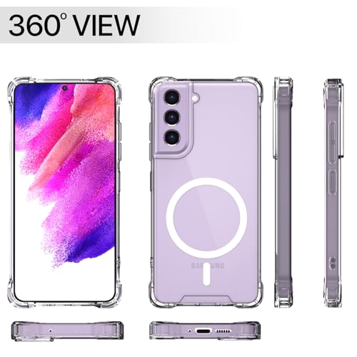 Image of Pikkme Back Cover for Samsung Galaxy S21 FE 5G Mag-Safe Shockproof PC + TPU Protective Case Magnetic Support Bumper Case (Transparent Mag-Safe)