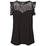 Vero Moda Damen Top VERO MODA Damen VMALBERTA Sweetheart LACE S/L NOOS Top, Schwarz (Black Black), 36 (Herstellergröße: S)