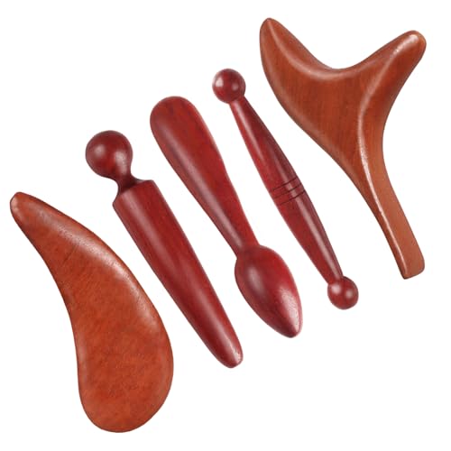 Massageholz Set,5 Stück etriggerpunkt DrüCker Aus Holz,Vielseitiges KöRpermassagegeräT,Massage ZubehöR FüR Entspannung FüßE, Nacken, Schultern Und Arme