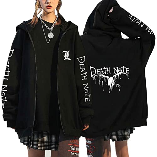 Death Note - Sudadera con capucha y cremallera completa para mujer, unisex, casual, Death Note -...