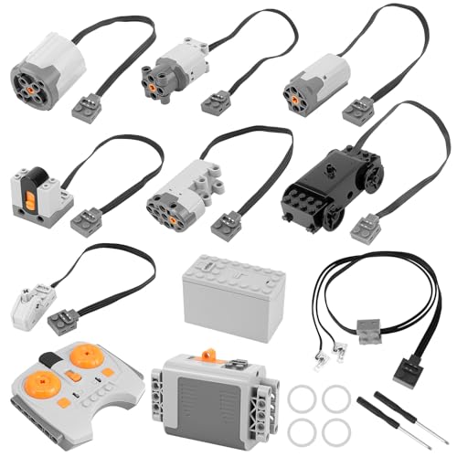 QWORK® 11PCS power functions kit, motor de funciones de potencia, caja de batería del motor, receptor de control remoto, servomotor y accesorios, compatible con muchas marcas