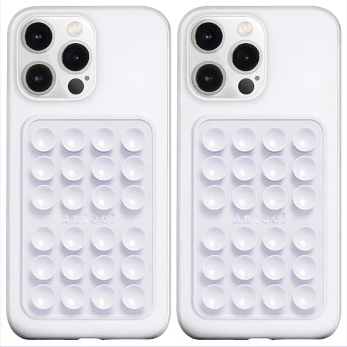 Image of PKYAA Silicone Suction Phone Case Adhesive Mount, Upgraded Super Strong Grip, Durable, Easy to Use, Hands-Free Sticky Phone Holder for Selfies, Tiktok Videos, 2.56 inchx3.94 inch (WHT&WHT)