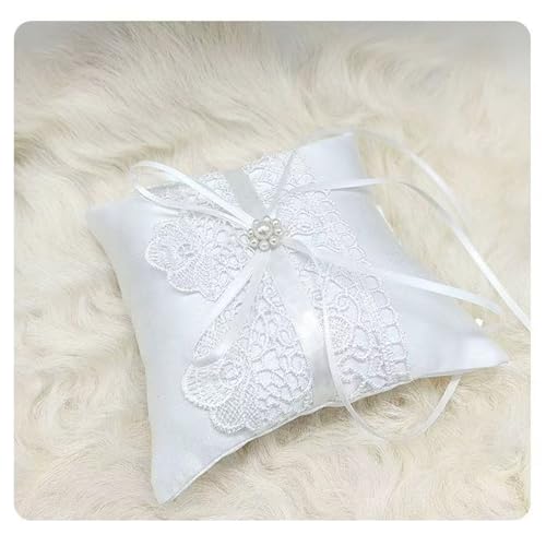 Nexolia Wedding Ring Bearer Pillow Ivory Lace Bow Cushion for Ceremony Creative Wedding Supplies Gift Anniversary Keepsake