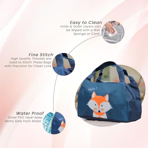Image of The Earth Store Blue Fox Insulated Lunch Bag for Office, Men, Women | Lunch Box Bags | Travel Tiffin Bag | Polyester