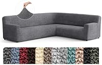 Paulato Stretch Corner Sectional Couch Covers – Corner Sofa Cover – Elastic L Shape Sofa Slipcover - Sectional SlipсOvers - Washable Furniture Protector - Dark Grey (135”-198” Wide)