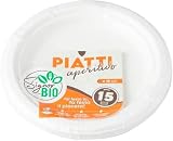 Perfetti per feste ed eventi SignorBIO, Piatto tondo piano frutta e dessert compostabile, 15 pezzi