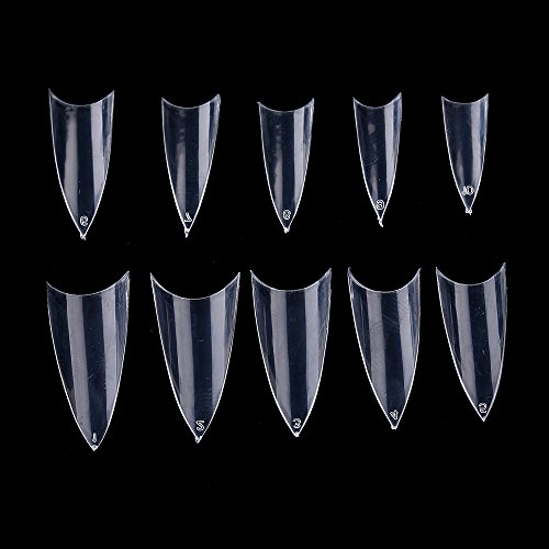Yimart 500pcs Clear Sharp Nail Art Tips Ending Stiletto False Nail Tips