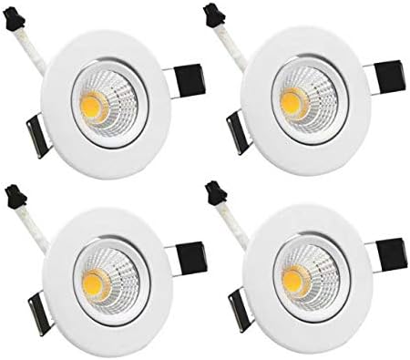 recessed Downlight 3W 110V Dimmable mini cabinets spotlights Soft White Bookcase Lighting 3000K-3500K Closet Lighting Cutout 53mm (No Junction Box)