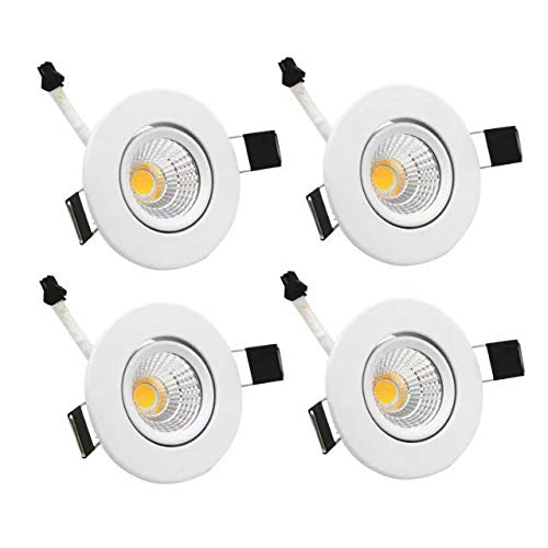ZDPCYT recessed Downlight 3W 110V Dimmable mini cabinets spotlights Soft White Bookcase Lighting 3000K-3500K Closet Lighting Cutout 53mm (No Junction Box)