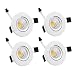 LED Downlight ZDPCYT 3W COB 110V Dimmable Ceiling Lights Warm White 60 Beam Angle Recessed Lighting 3000K-3500K Soft lighting cutout 53mm Pack of 4 With Driver