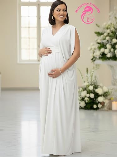 Image of KOH KOH Womens Long V-Neck Grecian Goddess Wedding Guest Maxi Dress Gown
