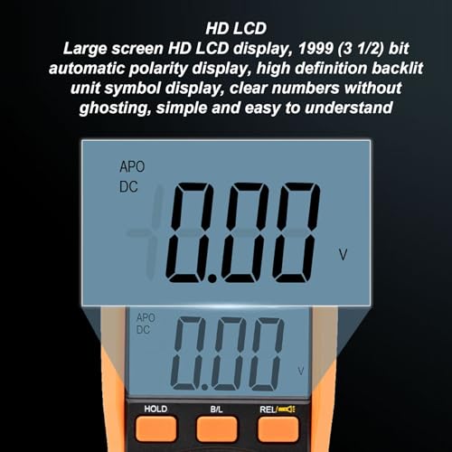 Digitales Multimeter, NCV-Spannungserkennung, 200 UF, Kapazitätsmessung, LCD-Display mit Hintergrundbeleuchtung, Multi-Tester mit Taschenlampe für Elektrische Tests