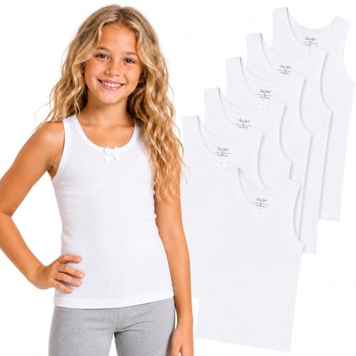 Image of Rene Rofe Girls Tank Tops - 6 Pack 100% Cotton Scoop Neck Todddler Undershirts Classic Sleeveless Tank Tops for Girls (2T-14)
