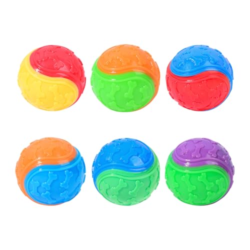 PORUPAEL 6 Stück Quietschender Hundeball, 2.4'' Hundespielzeug Zähneputzen Welpe Kauspielzeug Haustier Training Ball Hund Interaktive Hund Ball Latex Welpen Hundespielzeug,