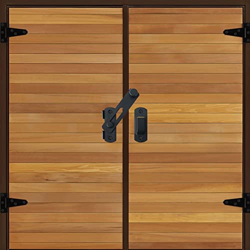Barn Gate Latch Door Tee Hinge Hardware Kit, 2 Pack Barn Flip Latch Lock And 4 Pack 4Inch T-Strap Gate Hinges,Black Finish Gate For Wood Vinyl Fence Gate Shed Door,Farm,Garden，Gate,Closet Door #TOP4