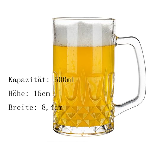 Beer Glasses 0.5 Litres, Beer Mug with Handle, Set of 2, Glass Measuring Jug for Parties, Bars, Restaurants, Beer Festivals, Beer Glass, Dishwasher Safe - Image 3
