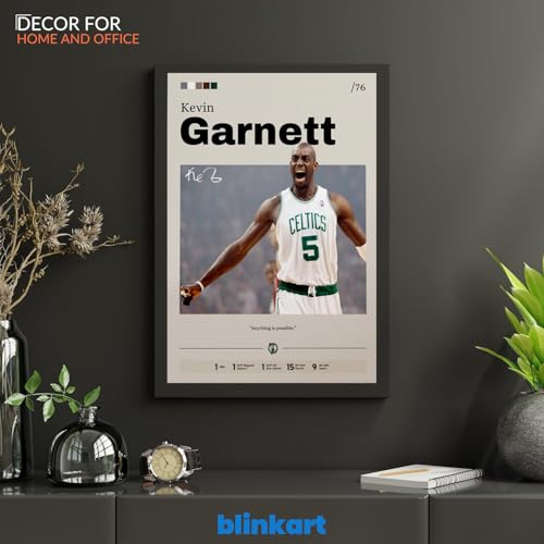 Image of BLINKART Kevin Garnett | Nba Basketball Player | Synthetic Wood Photo Framed Wall Hanging Poster For Room & Office Bedroom Living Boys And Girl Room Home Wall Hanging | 13x10 Inches