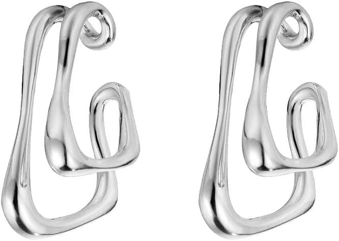 Minimalist Double Line Teardrop Cuff Wrap Clip on Earrings for Women Non Pierced Ear Unique Design 14K Gold Plated Silver Fake Hoop Hypoallergenic Fashion Trendy Jewelry