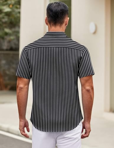 Image of COOFANDY Mens Short Sleeve Casual Button Down Shirts Summer Untucked Dress Shirts with Pocket